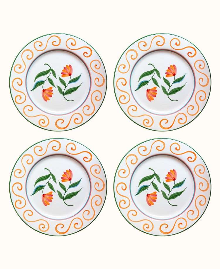 Rose Swirl Dinner Plate set of 4