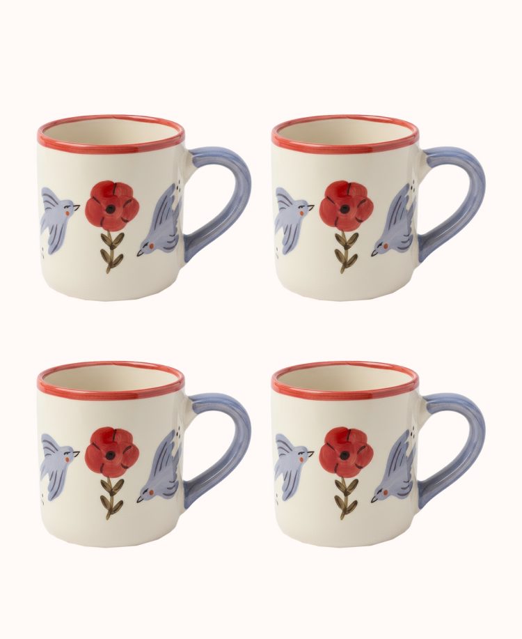 Bird and Bloom Mug Set of 4