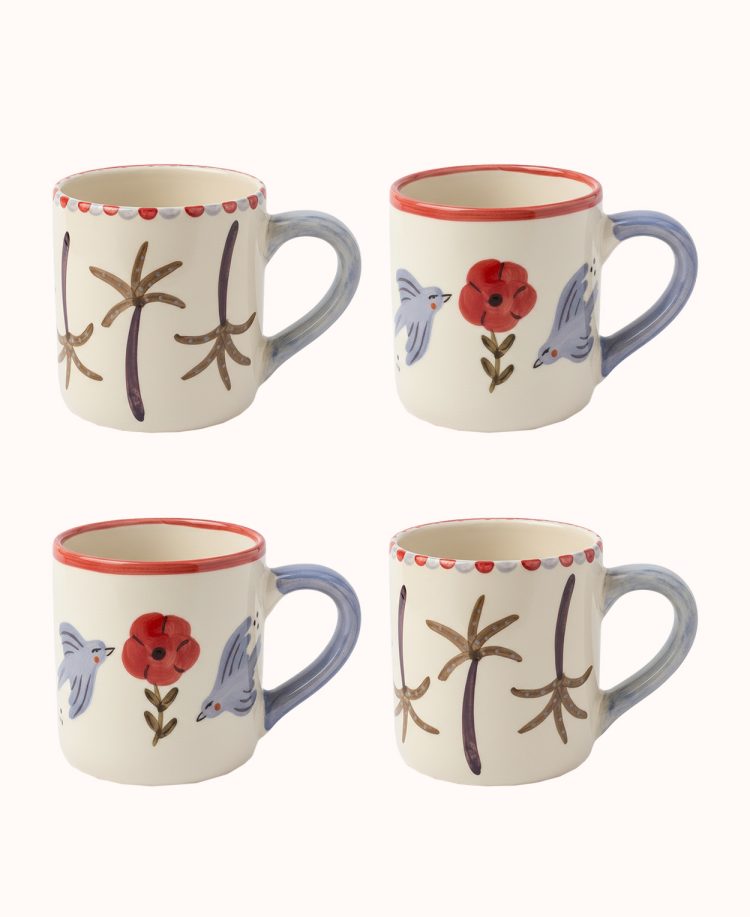 Bloom and Bird & The Palmtree Mug mix Set of 4